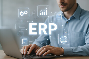 Erp enterprise resource planning software system solutions for business management and automation tools