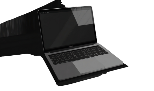 A sleek modern laptop showcasing technology s elegance in the digital realm with minimalist on transparent background