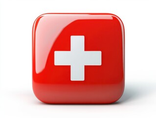 Obraz premium Swiss flag icon design element red and white cross symbol