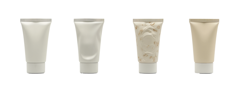 A set of four white plastic tubes