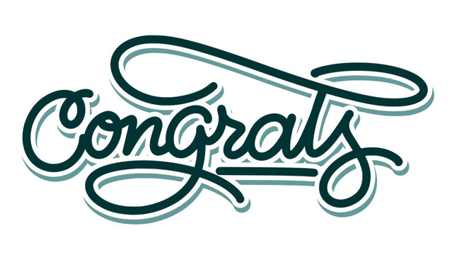 "Congrats" in bold hand lettering with graffiti vibes and energetic strokes. Perfect for posters, urban designs, stickers, t-shirts, and street-style celebration graphics.