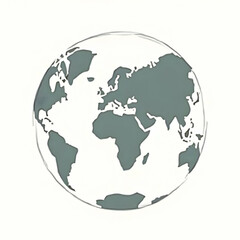 World Globe Illustration on White Background, Global View