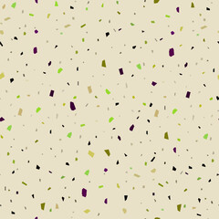 
Seamless pattern with small colored confetti on a light beige background. Background for interior decoration, scenes and views. Festive background.