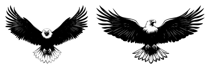 eagle flying silhouette vector set