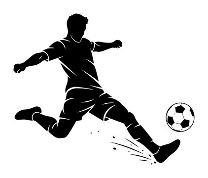 Fototapeta soccer player kicking ball silhouette vector