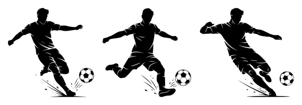 soccer player motion sequence silhouette vector