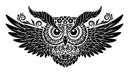 owl with floral wings decorative vector