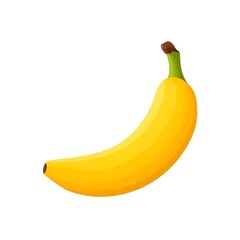 Single ripe yellow banana isolated on white background