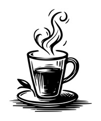 steaming cup of hot tea or coffee illustration