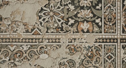 Concrete Background of Old Mosaic Tiles Wall Texture Surface