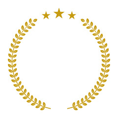 月桂冠　星入り　シンプル　金色　フレーム　ベクター