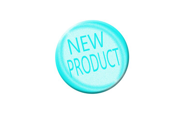 New Product Button in Aqua Blue | Simple Isolated Circular Design Element for Marketing, Advertising, and Promotional Materials