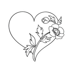 Elegant black and white floral heart design perfect for romantic valentine day greetings