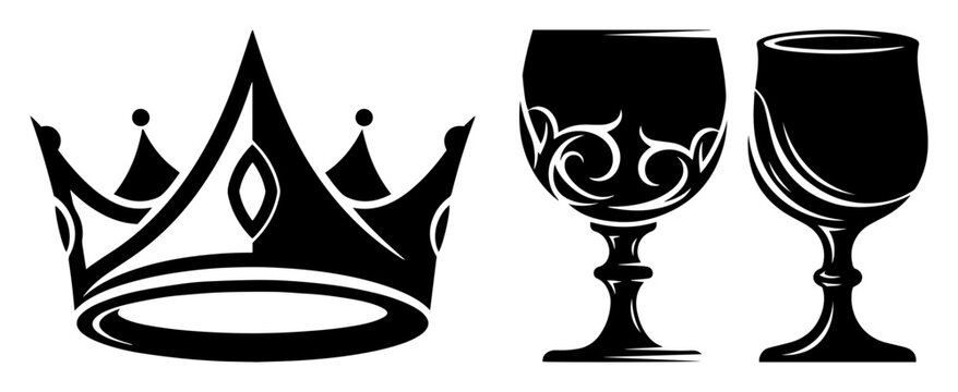 crown and wine goblet royal icon vector