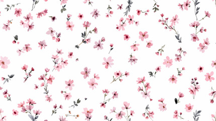 Seamless floral pattern, watercolor background pattern colorful flowers on white background