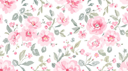 Seamless floral pattern, watercolor background pattern colorful flowers on white background