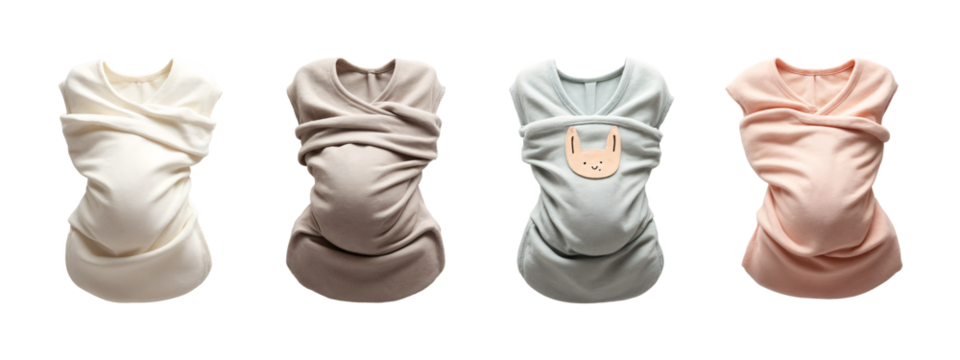 A set of four baby swaddles in different colors.