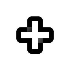 Fototapeta premium Bold black plus sign icon isolated on white background