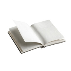 Open Blank Notebook with Dotted Grid Paper, Isolated on Green Transparent background