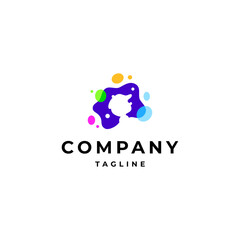little boy in hat in colorful bubble logo design style