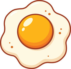 Fried egg illustration with bright yellow yolk and white, fluffy egg white surrounding it, creating cheerful and appetizing appearance