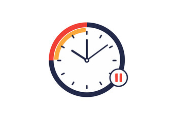 A stylized clock icon with a 'Pause Fast' graphic. Bold, modern design. Ideal for time management, productivity, and digital concepts. Clean, flat illustration.
