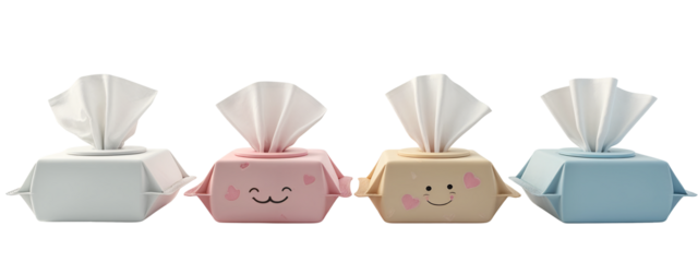 A set of three tissue boxes with a smiley face on them.