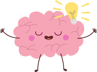 Cute Brain Character and Emotion Vector Illustration