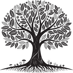 Obraz premium vector tree with leaves, vector tree silhouette,