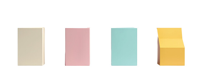 A set of four different colored boxes