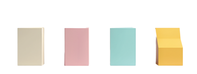 A set of four different colored boxes