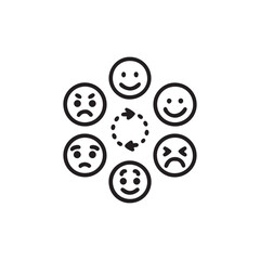 Emoji Faces in Circular Pattern Expressive Emotions Vector Illustration on White Background