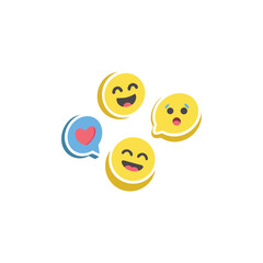 Emoji Stickers Set Expressive Faces for Messaging Apps Vector Illustration on White Background.