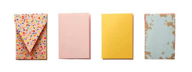 A set of three different colored notebooks