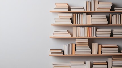 An organized bookshelf brimming with books of varying sizes and colors showcases the joy of reading, knowledge collection, and the aesthetic appeal of literary spaces in homes.