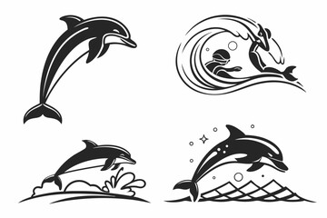 Naklejka premium set of dolphins