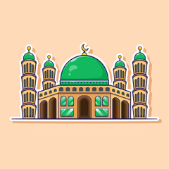 Vector illustration cartoon of Islamic Mosque buildings with Flat style concept suitable used for banner, poster, flyer, brochure and others event