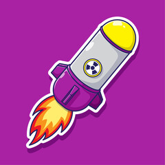 Nuclear atomic bomb sticker illustration cartoon vector with simple concept isolated, Suitable used for games, web, or others event
