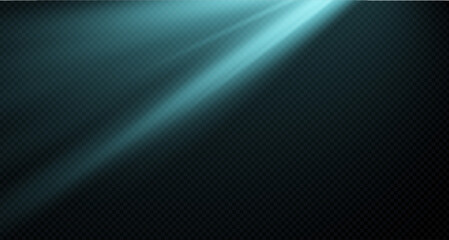 Spotlight on the stage or divine particle rays isolated on a black transparent background. The glow of the rays