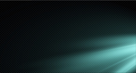 Spotlight on the stage or divine particle rays isolated on a black transparent background. The glow of the rays