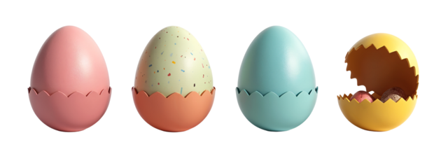 A set of three pastel colored easter eggs