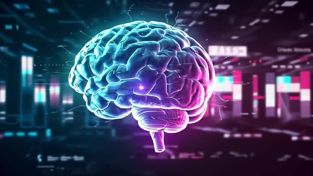 Human brain health and science technology video for medical research and ai development concept
