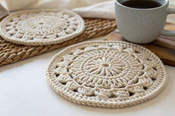 Handmade Crochet Coasters Elegant Home Decor Accents