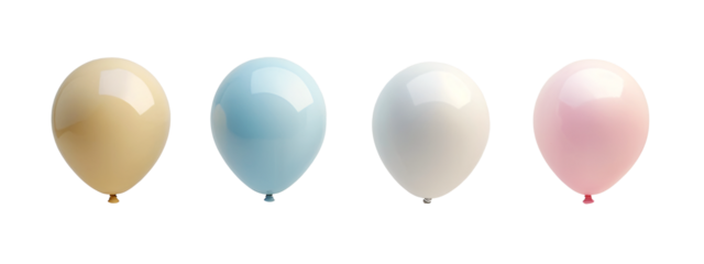 A group of four different colored balloons