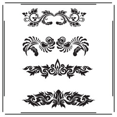 Vintage Floral Ornaments Set – Black Decorative Dividers and Borders, Elegant Baroque Vector Elements, Swirl Flourishes for Invitations, Cards, Frames, or Logos

