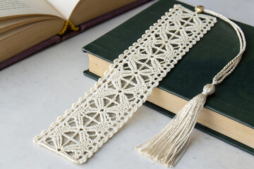 Elegant Handmade Crochet Lace Bookmark with Tassel - Perfect for Book Lovers