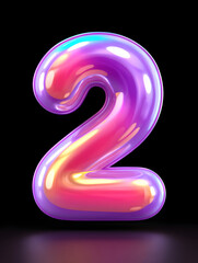 Naklejka premium Holographic Tech Number two in Purple and Pink