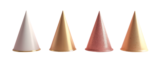 A set of four different colored cones