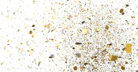 Celebrate with this sparkling gold confetti explosion. Perfect for party invitations, banners, and more!