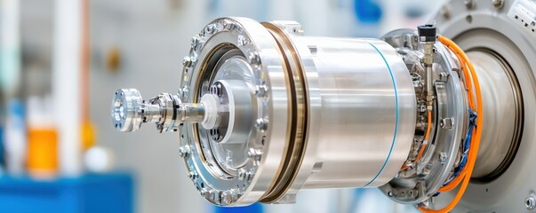 hydrogen transport research concept. High-tech turbine component in a modern industrial setting.